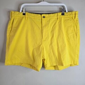 Nautica Mens Classic Fit Flex Chino Shorts Yellow Size 40W Stretch Cotton Twill